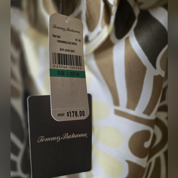 NWT Tommy Bahama 100% Silk Olive Green “Fountainebleau” Midi Dress Size L - Picture 6 of 10